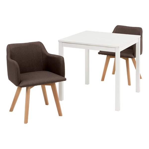 ダイニング3点セット 2人掛け テーブル×1 チェア×2 ホワイト/ブラウン 北欧