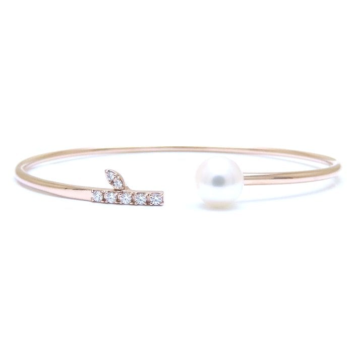 クーゲル ブレスレット バングル あこや真珠7.1ミリ ダイヤモンド0.08ct TOKYO/KOBE BL-0702-18KSG K18PG /294010【中古】