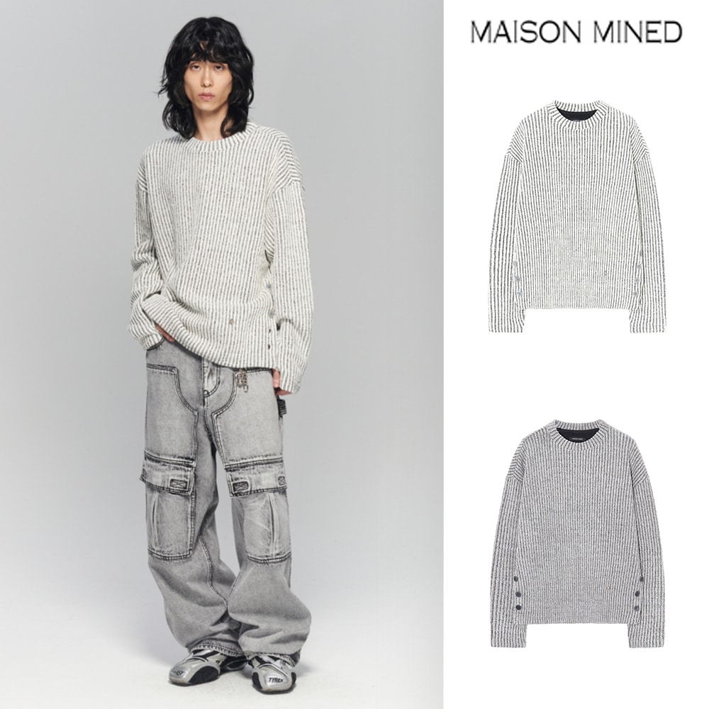 【MAISON MINED】 SIDE BUTTON BOUCLE KNIT