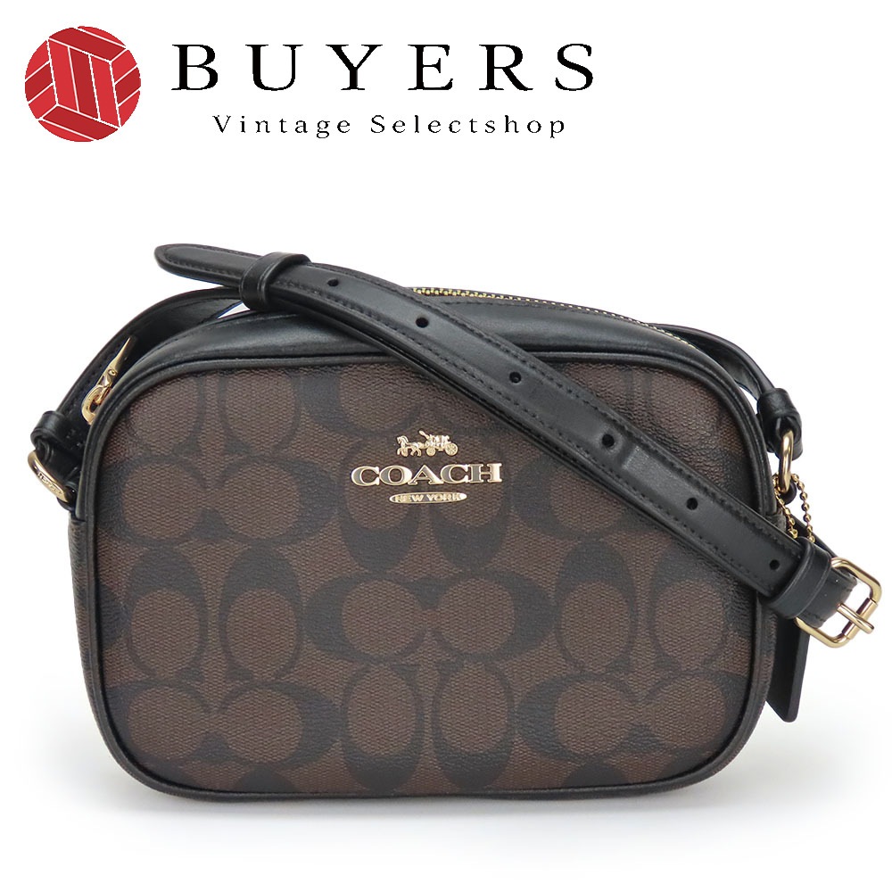 中古 ショルダーバッグ ミニジェイミー C9926 シグネチャー レザー PVCコーティングキャンバス ブラウン ブラック ゴールド金具 斜め掛け ポシェット カジュアル レディース 女性 16,863円