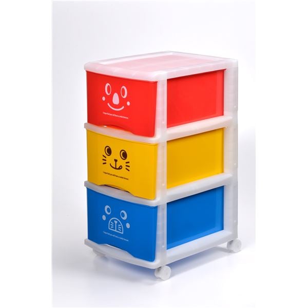 子供用 収納棚/収納ラック アニマルケース 3段 334267cm 日本製 キャスター付き ポリプロピレン リビング