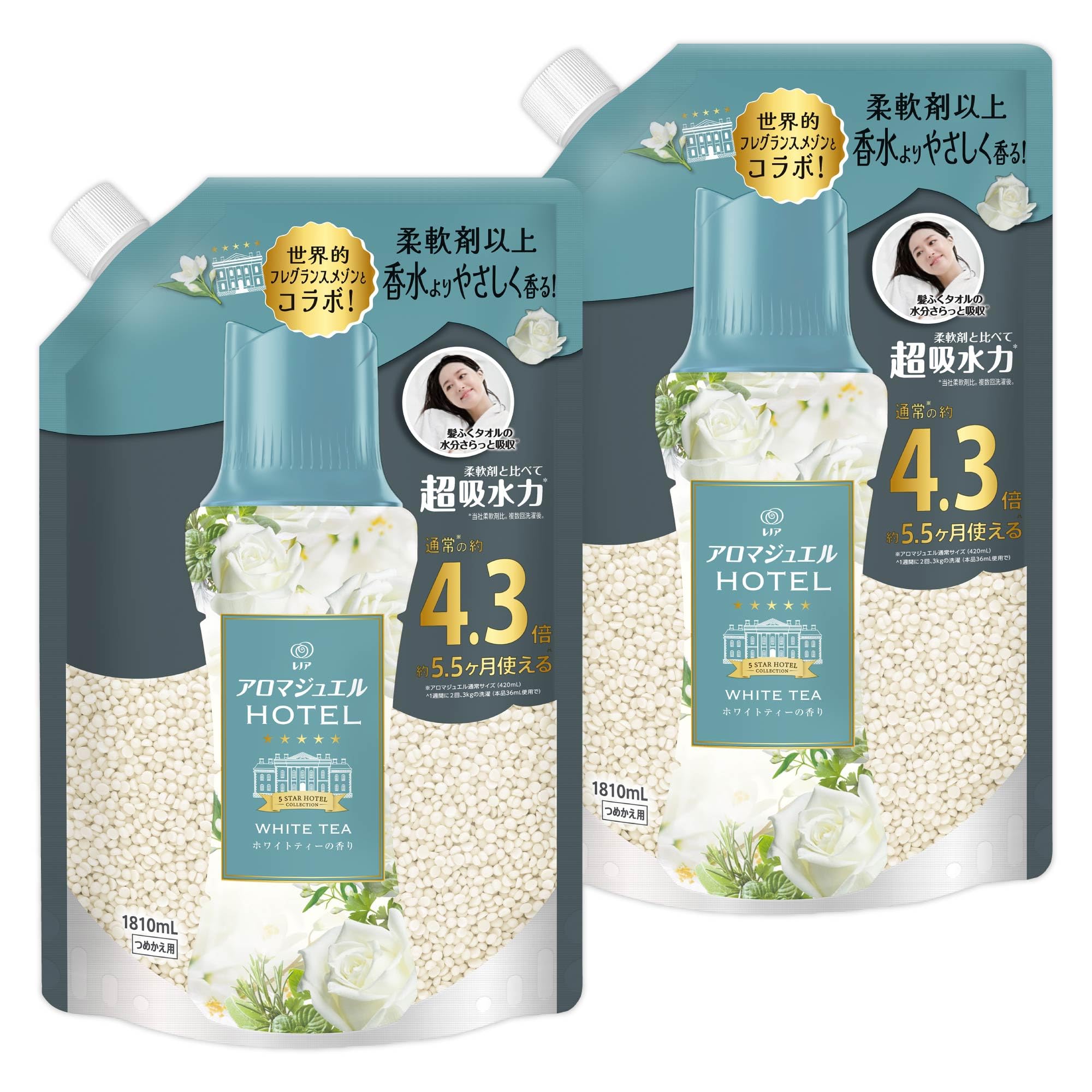 アロマジュエル HOTEL 香り付けビーズ ホワイトティーの香り 詰め替え 1810mLｘ2袋