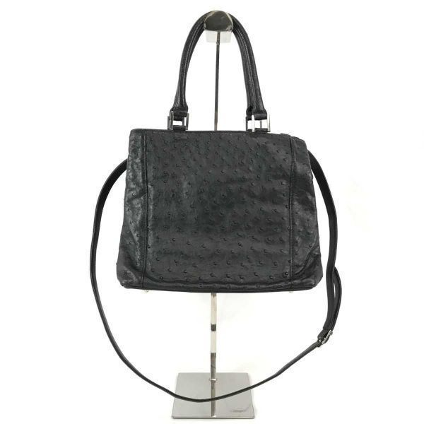 良品KLEIN KAROO/クラインカルー日本製/オーストリッチ/ハンド/ショルダーバッグ黒ブラック/Made in Japan/Made in JapanX1-176