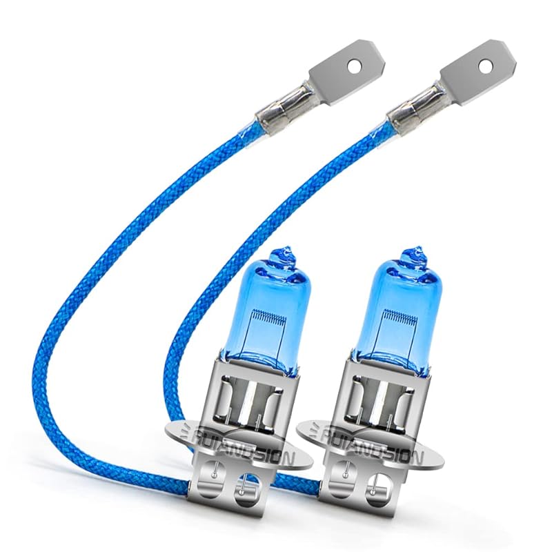 Ruiandsion 2個 H3 ハロゲンヘッドライトバルブフォグランプ100W 24V キセノンホワイト6000 K 64151 12336 バルブ