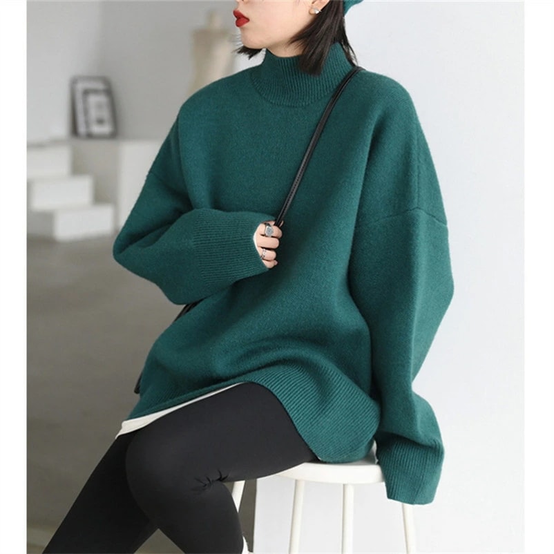 ニット セーター レディース ハイネック リブ 伸縮性良い 着やせ 長袖 タートル ネック おしゃれ エレガント 着回し カジュアル カットソー 通勤 トップス 秋 冬 着回し お洒落 リブニット 魅