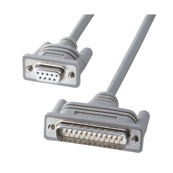 （まとめ）サンワサプライ RS-232Cケーブルクロス (D-Sub9pin)メス-(25pin)オス 5.0m KRS-423XF-5K 1本(×2セット)