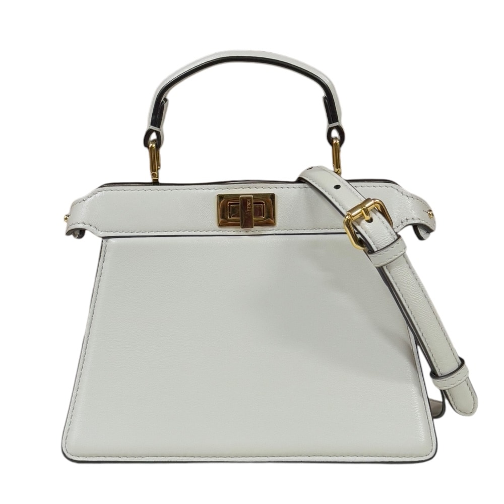 フェンディ ピーカブー I See U プチ ショルダーバッグ レザー 8BN335 ホワイト FENDI 中古 美品