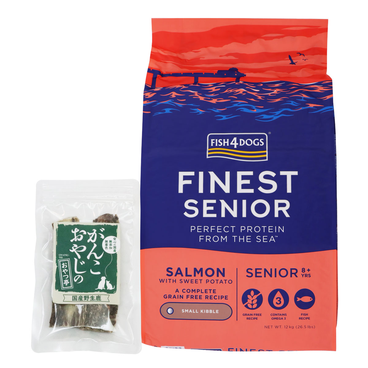 ファイネスト サーモン シニア 小粒 12kg【国産鹿のスペアリブ ショートカット 2本付き】