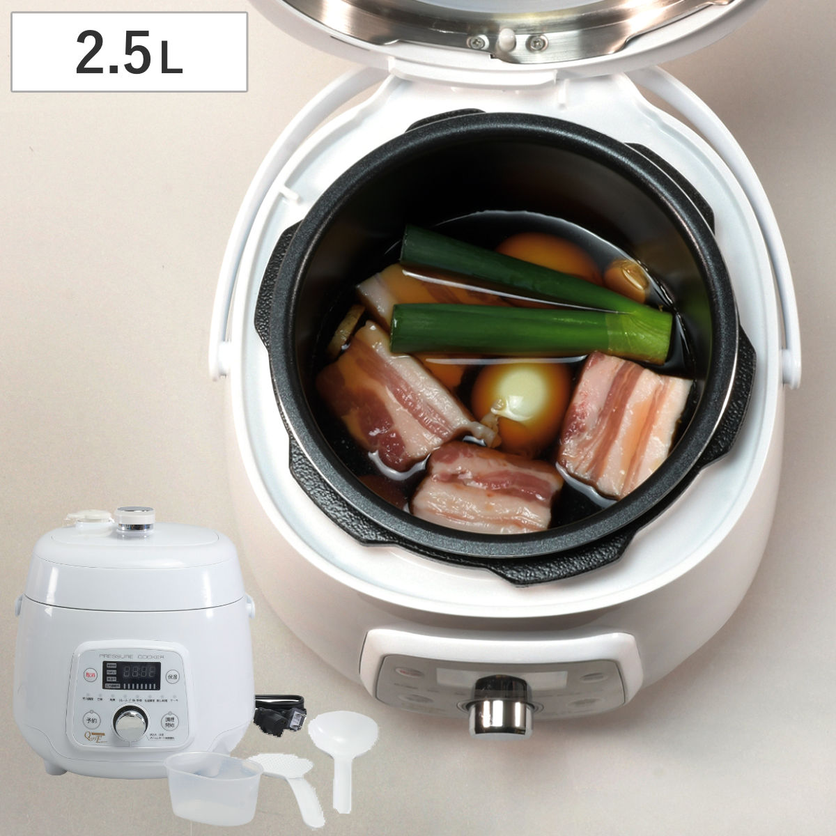 電気圧力鍋 2.5L クイックエコ 電気 圧力鍋 自動 電動 調理家電 キッチン家電 万能調理器 レシピ付き 炊飯 普通食 介護食 離乳食 やわらか食 高齢者 介護 4合炊き 圧力式電気鍋