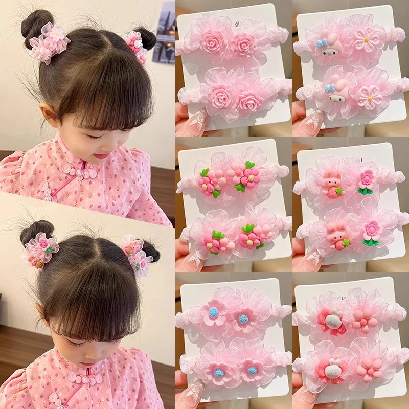 【1点ご購入 で10点プレゼントいたします】かわいい花のキャラクターヘアタイ リトルガールの高いポニーテールヘアバンド プリンセスヘッドアクセサリー 高弾性で丈夫 女の子用ヘアゴム