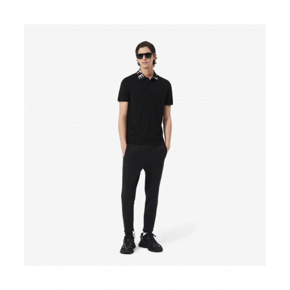 LACOSTE メンズ スリムフィット ダブルフェイス ジョガーパンツ [ブラック]