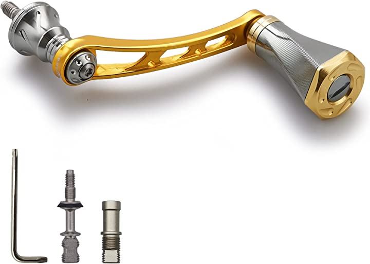 56mm リール ハンドル 23mmノブ搭載 シマノ SHIMANO ダイワ DAIWA 通用 スピニングリール Tornado Series( 浅金色(ノブ)＆深金色(ハンドル))