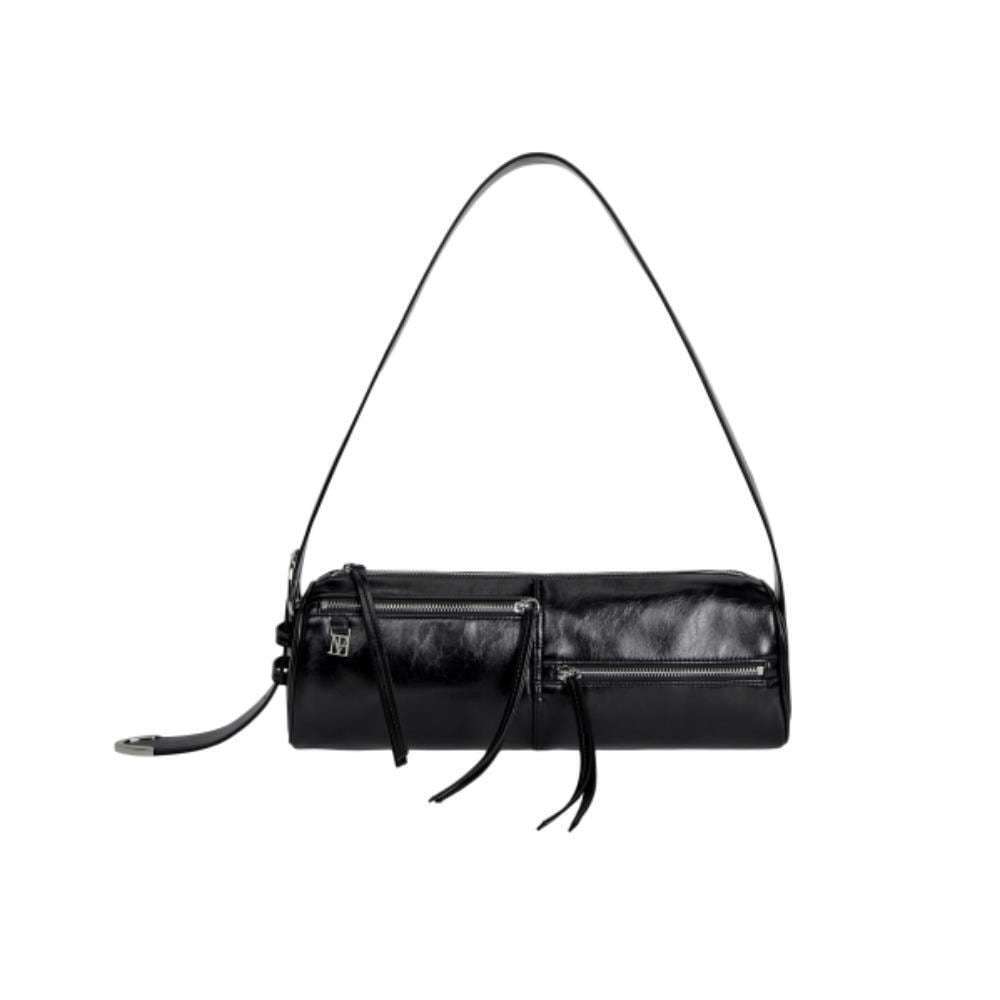 TREEMINGBIRD Stepped Zipper Shoulder Bag Black TM2513B