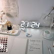韓版 ins ホワイトデジタル時計 音声制御 LEDデジタル 目覚まし時計 壁掛け 3D置き時計 置