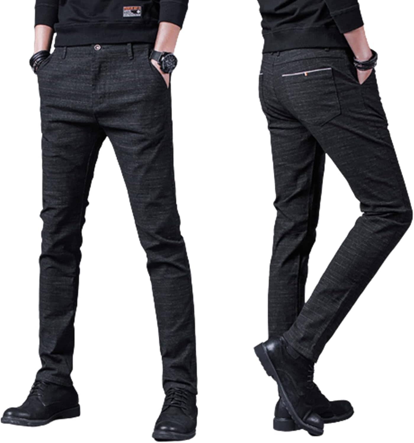 メンズ チノパン チェク柄 秋 冬 裏起毛 スラックス スーツパンツ 厚手 ストレッチ 細身 スリム ビジネスカジュアル ロングパンツ 紳士 暖パンツ スリム フィット コンサバ系 出張 仕事着 通勤