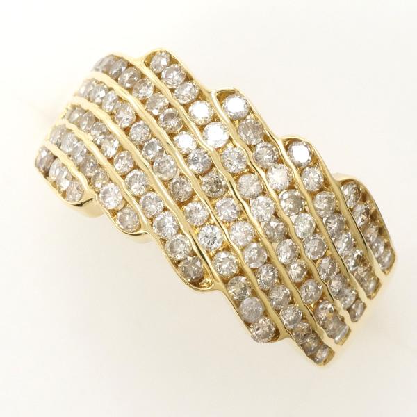 K18 18金 YG リング 11号 ダイヤ ブラウンダイヤ 計1.00 カード鑑別書 中古