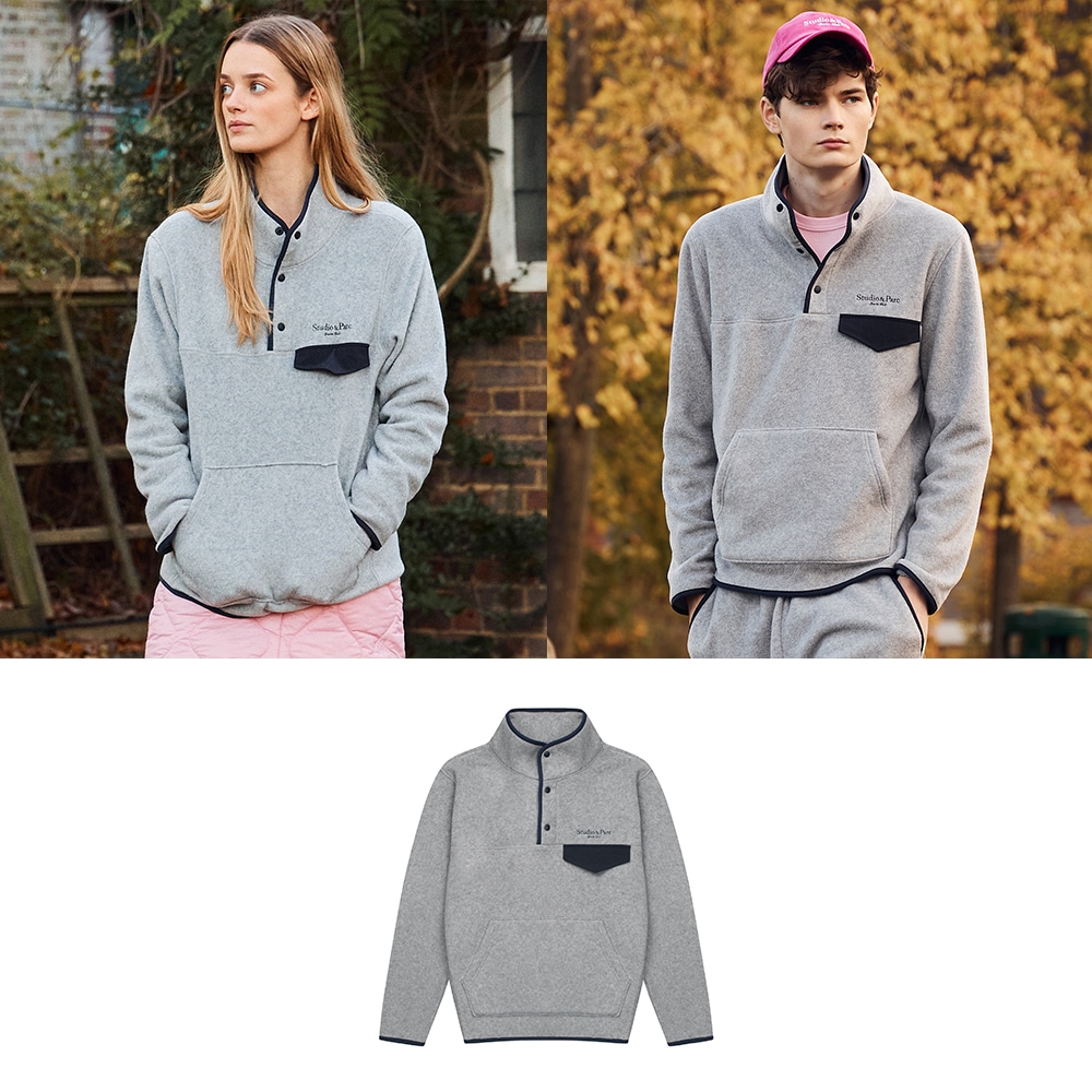 フリースボタンマンツーマンTシャツ