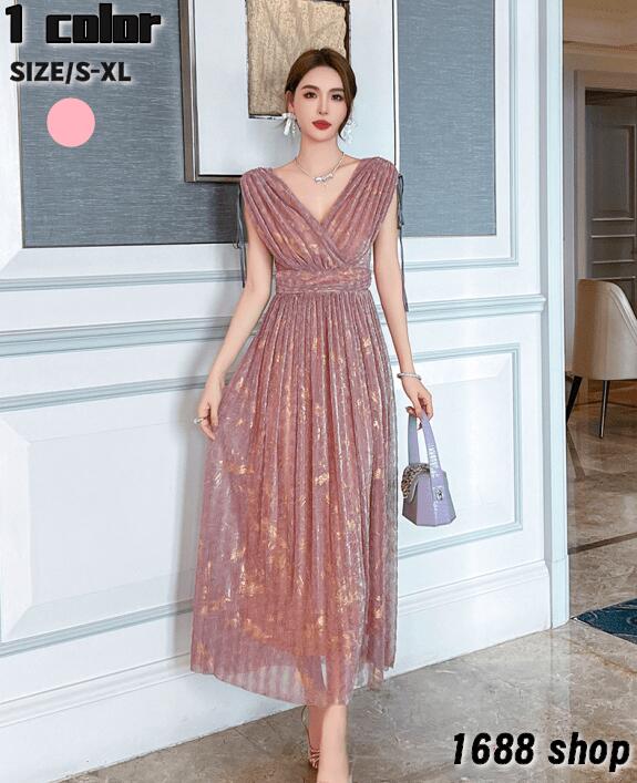 新作入荷 2025 タイトワンピース 姫系ワンピース　花柄　ワンピース インポート ひざ丈 ミドル丈 エレガント　韓国ファッション シンプル Vネック パーティドレス ノースリープ　お嬢様 セクシー