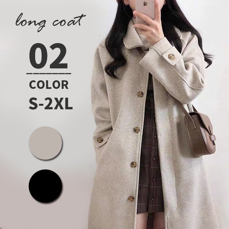 Qoo10 ロングコートレディース冬ウールコートロン レディース服