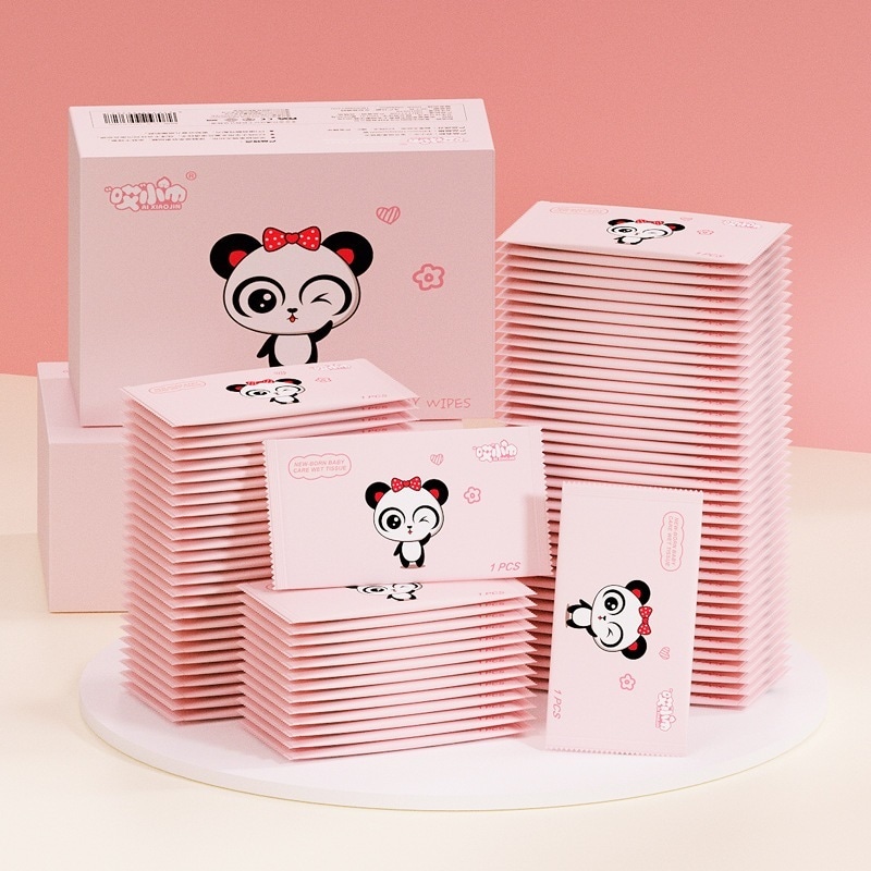 箱入り50枚携帯用単体小パッケージ手と口の掃除用ワイプ赤ちゃん用使い捨て