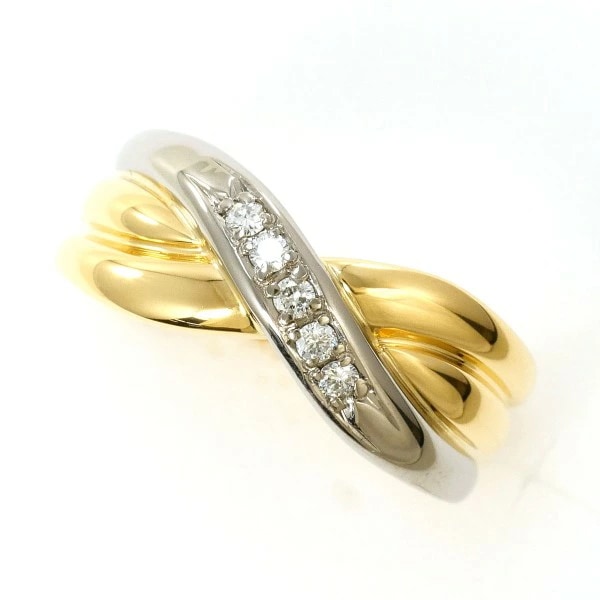 K18 18金 YGWG リング 10号 ダイヤ 0.07 カード鑑別書 中古 70,400円