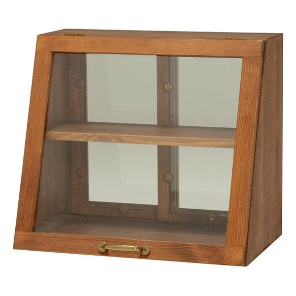 カウンター上ガラスケース ダークブラウン・幅40×奥行25×高さ35cm 2段タイプ MUD-6066DBR