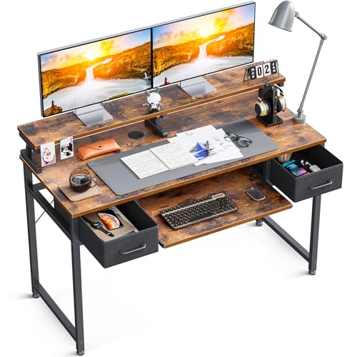 色：ビンテージ サイズ：120*50*76cm ODK パソコンデスク キーボードスライダー付き 幅