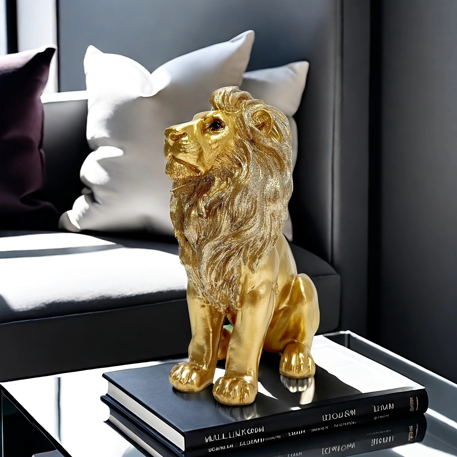 置物 オブジェ ライオン 動物 彫刻 ライオン像 ミニサイズ 卓上 アニマルモチーフ ゴールド インテリア 玄関 リビング ダイニング ホームデコレーション
