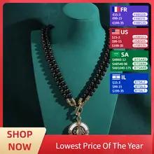 女性用ヴィンテージダブルネックレス天然石ビーズラウンドペンダント黒と白アンティークジュエリーアクセサリー新品