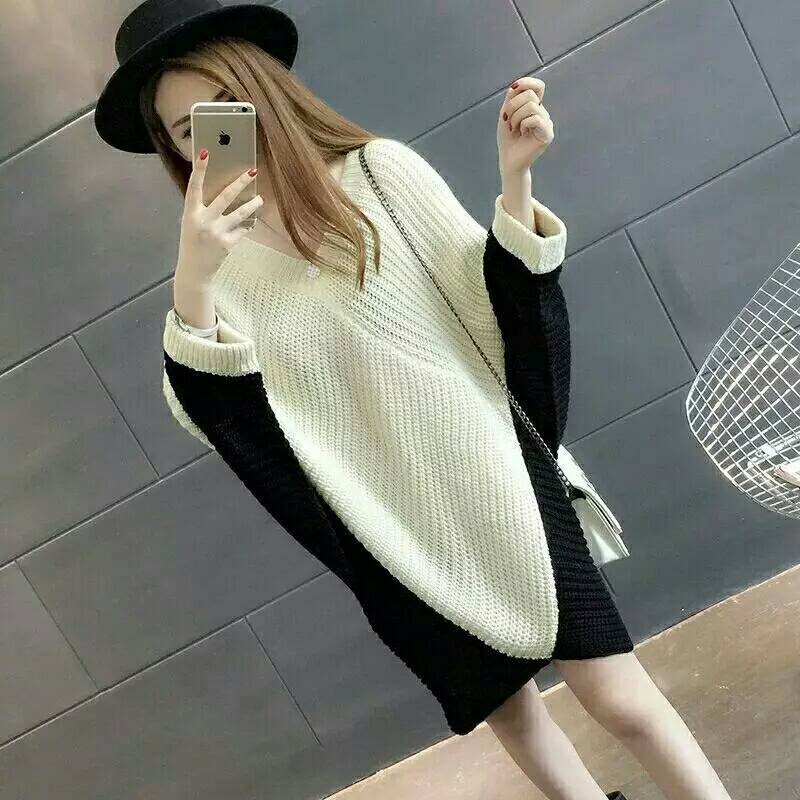 大きいサイズセーター レディース ゆったりドルマンスリーブセーター エレガントロングセーター