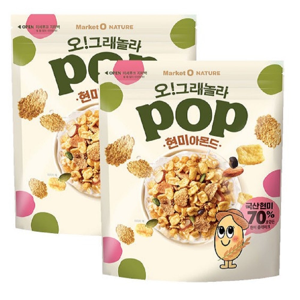 韓国-K MEAL-オグラノーラポップ玄米アーモンド480gx2個 おいしく健康的なクランベリーチョコアーモンドおやつ栄養豊富国産玄米-K FOOD