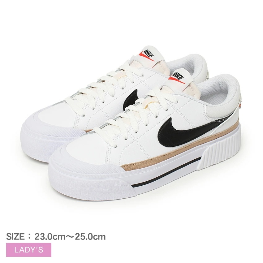 スニーカー レディース コート レガシー リフト ホワイト 白 靴 シューズ DM7590 ブランド 通勤 通学 ローカット厚底 定番 シンプル カジュアル おしゃれ マーク ロゴ 人気