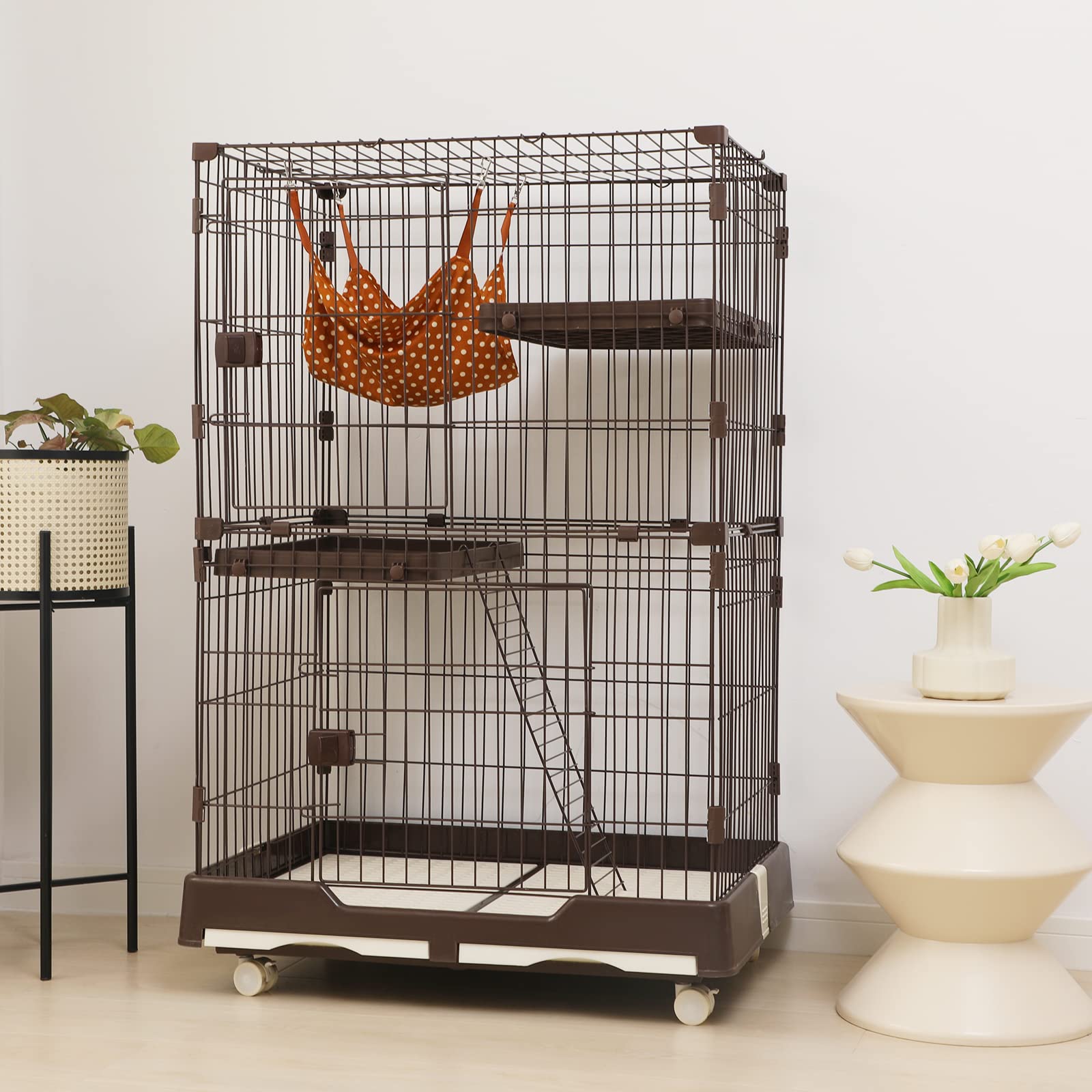 PETTOM 猫 ケージ キャットケージ ケージ 幅82cm 2/3段 ペット 猫 キャットゲージ キャット タワー 収納 キャスター 付 脱走防止扉 頑丈 檻 ねこ ネコケージ コンパクト ハンモッ 12,044円