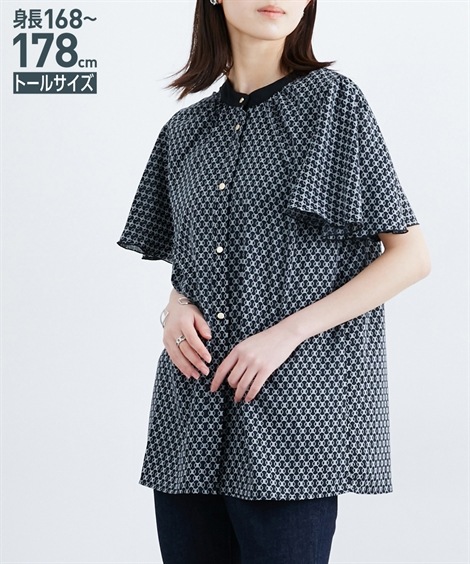 シャツ・ブラウス 高身長　幾何柄ブラウス トールサイズ