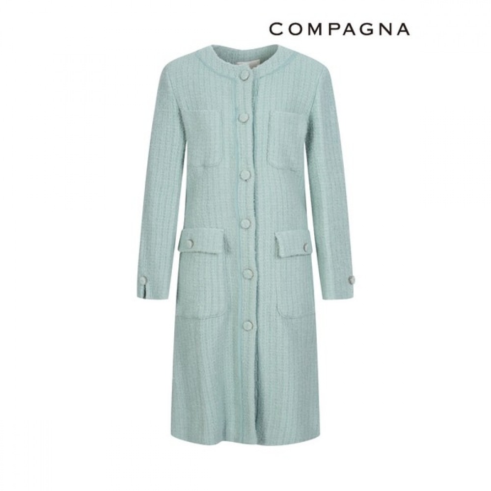 [カンパニア] ノーカラーツイードポケットコート_CACS1-WCH100