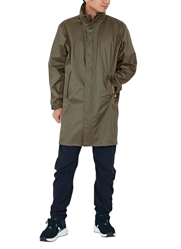 ピラルク 通勤 通学用 透湿防水レインコート リュック対応 視界良好回るフード バックインコート オリーブ L