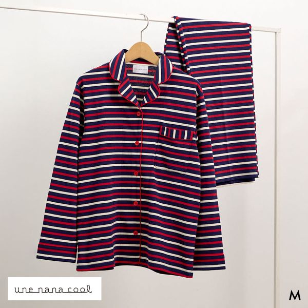 ウンナナクール 綿100 トリコロールパジャマ ルームウェア 上下セット 長袖 une nana c