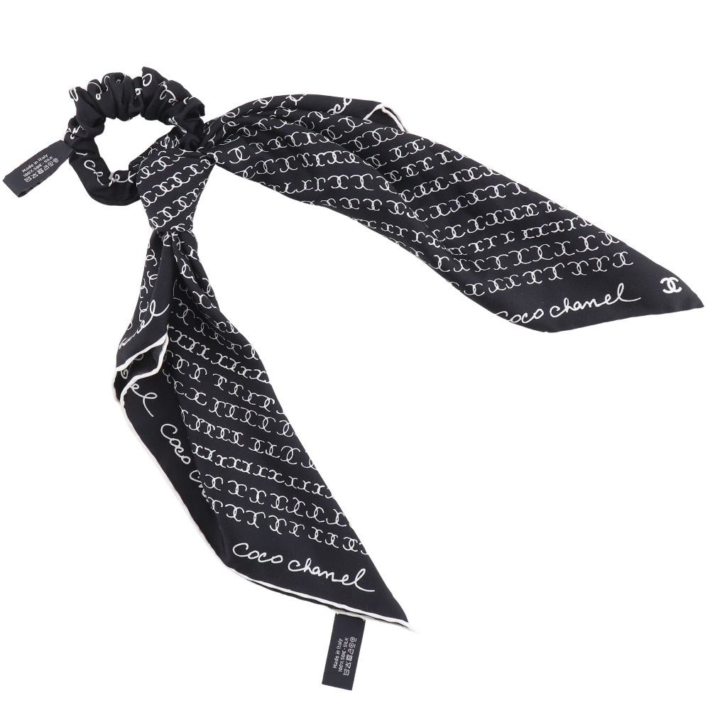 リボンシュシュ ココマーク ロゴ その他アクセサリー シルク 黒 白 レディース 中古品 Aランク