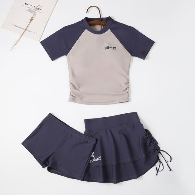 2024新品セットスポーツ少女ボクサースカート式夏スーツ痩せ日焼け止め温泉日系水着