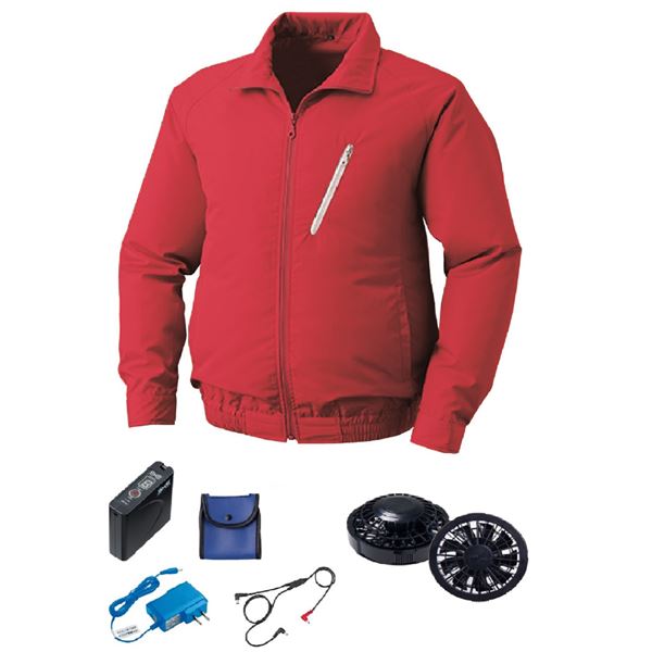 KU90510 空調服 ポリエステル製 FAN2200B/LISUPER1セット レッド 3L