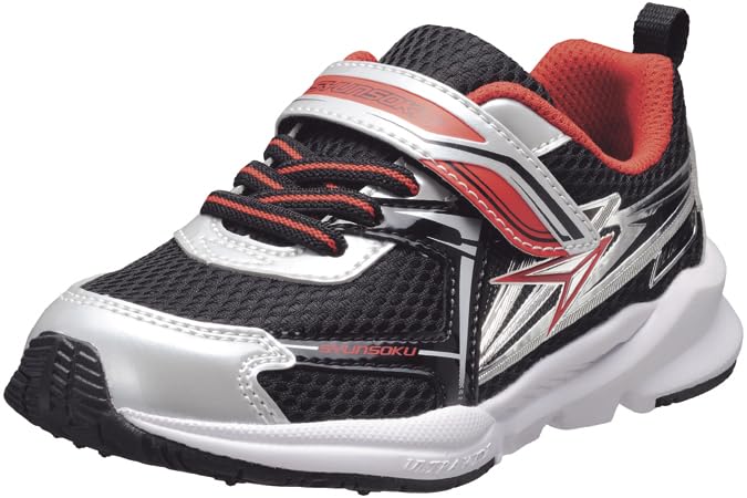 [シュンソク] スニーカー キッズ 男の子 子供靴 幅広 軽量 16~25cm 3E SJC 1550 ブラック/シルバー 22.0 cm