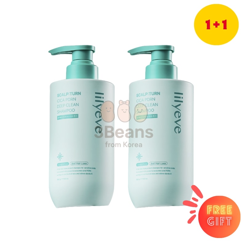 [ディープクレンジングケア]スカルプターン シカ PDRN ディープクリーンシャンプー 500g+500g/エクソソームシャンプー,毛根強化,薄毛対策,ボリュームシャンプー,髪の弾力,頭皮ケア,ボリュ