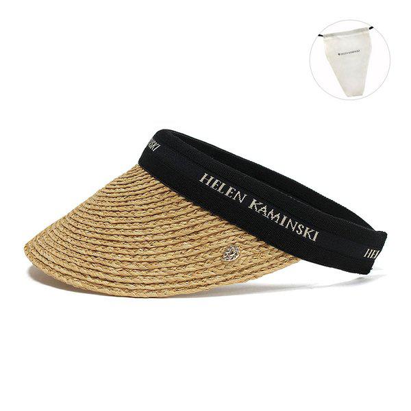 [] ビアンカバイザーハット ラフィアハット サンキャップ ナチュラルブラックロゴ BIANCA-NB105