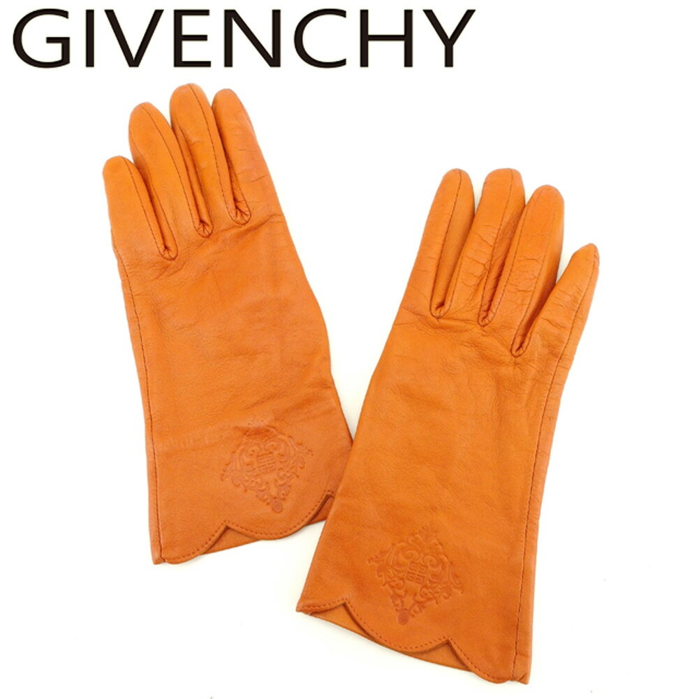 手袋 グローブ 4Gロゴ オレンジ 中古