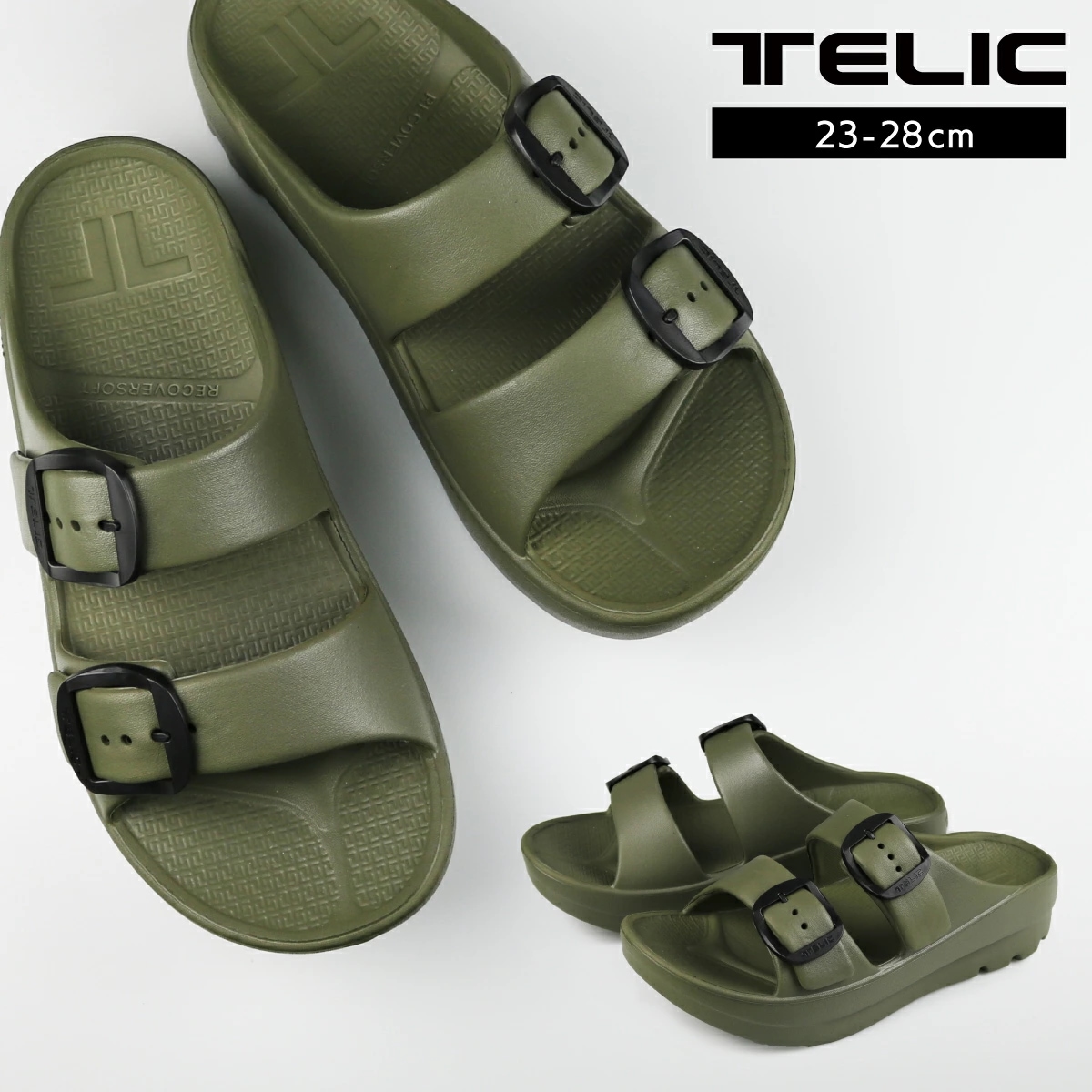 TELIC W-BUCKLE KHAKI カーキ ダブルバックル リカバリー 正規品 厚底