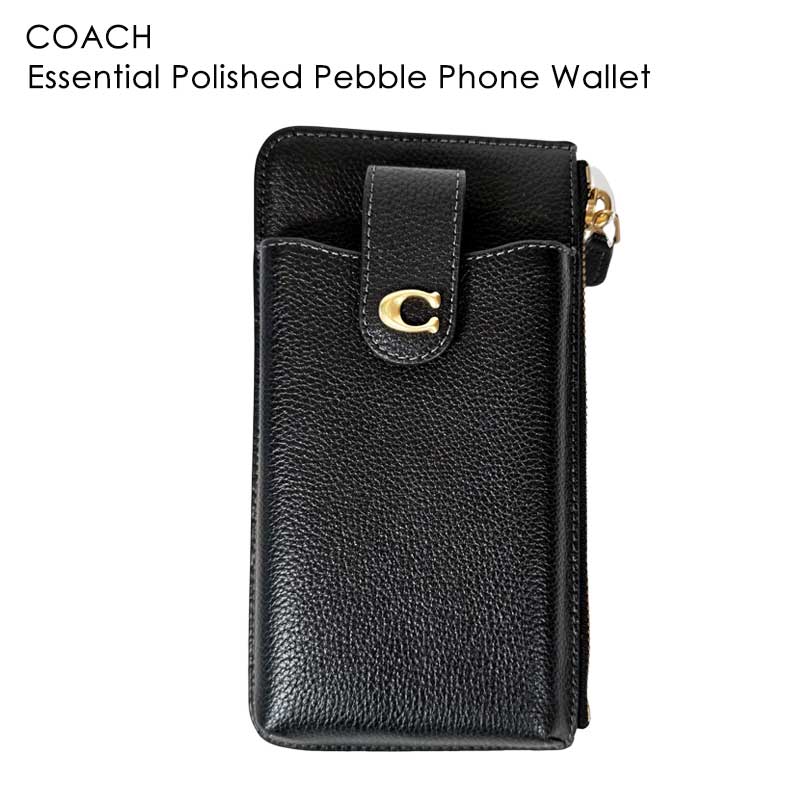 Phone Wallet CJ866 フォーンウォレット スマホケース カードケース 財布 iPhone ポシェット ブラック レザー 本革 レディース ブランド おしゃれ ギフト