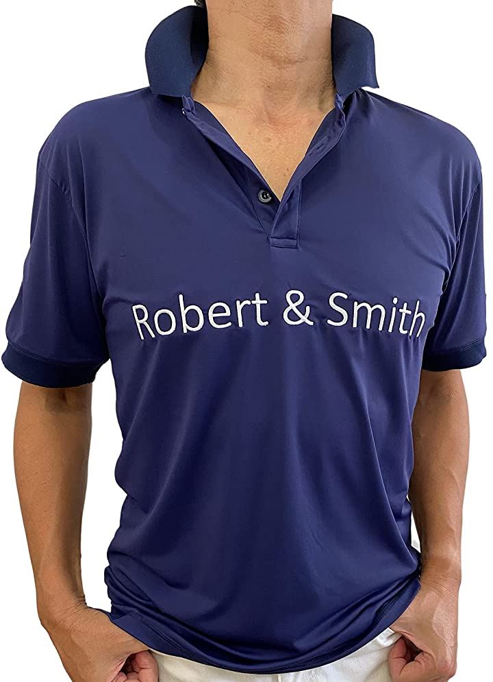 ロバートアンドスミス ポロシャツ 機能素材 ゴルフ ウエア 半袖メンズ( ネイビー, M)