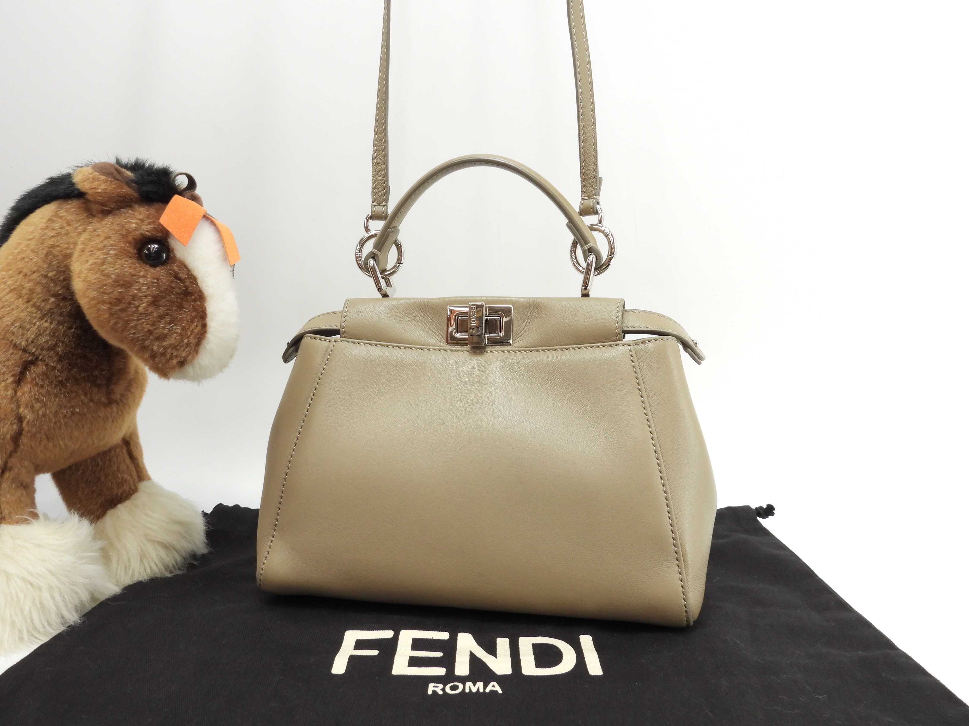 ピーカブーミニ スムースレザー グレージュ ハンドバッグ ポシェット@ 7