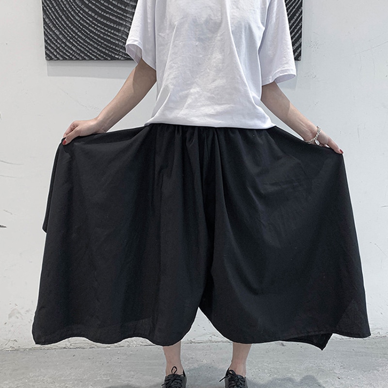 レディースパンツブラックラージサイズルーズカジュアルサマーニューファッショントレンドワイドレッグパンツレディースファッションカジュアルパンツラージサイズトレンドレディースオールマッチキュロット