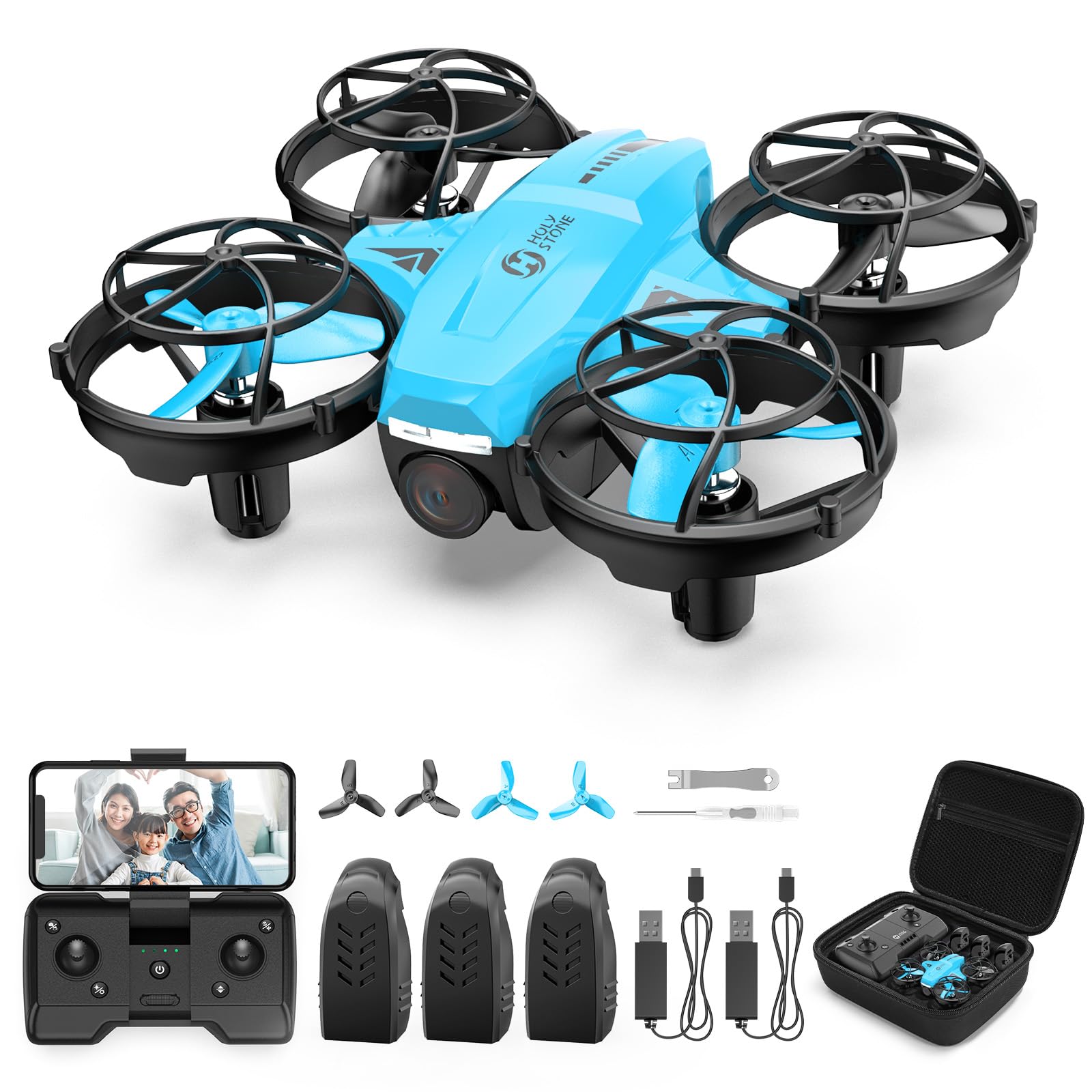Holy Stone ドローン 100g未満 2024最新型 申請不要 1080Pカメラ付き 子供向け 小型 ミニドローン バッテリー3個 子供用 手投げテイクオフ 高速旋回モード 軌跡飛行モード 高